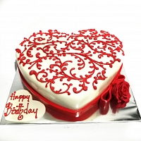 Red Floral Design Cake - 1.5kg